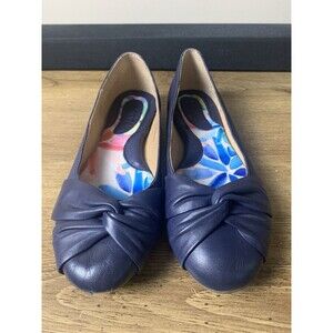 Born Lilly Ballet Flat Womans Blue Leather Wrap Slip On Shoes Size 7 M
